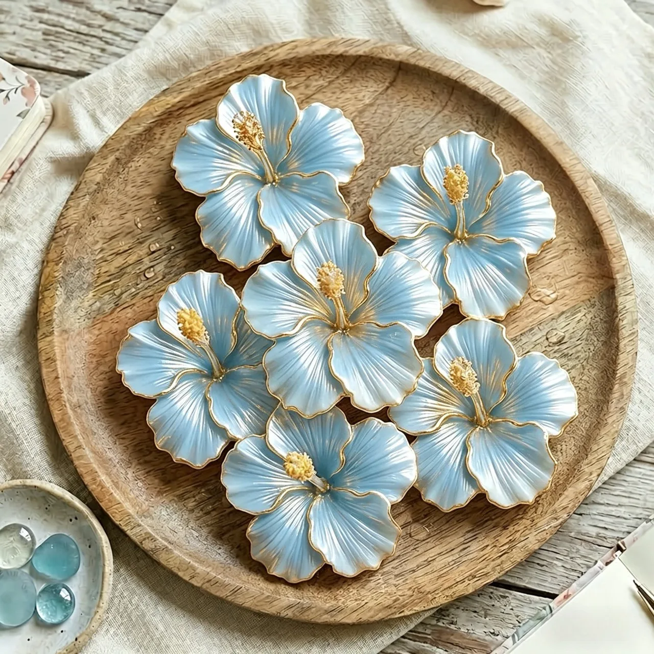 6 Silikonformen in Form von Hibiskusblüten, geeignet für handgemachte Duftkerzen, Harz-Bastelarbeiten, Schmuckguss, Seife, Ton und Gips, perfekt für Heimdekoration und romantische handgemachte