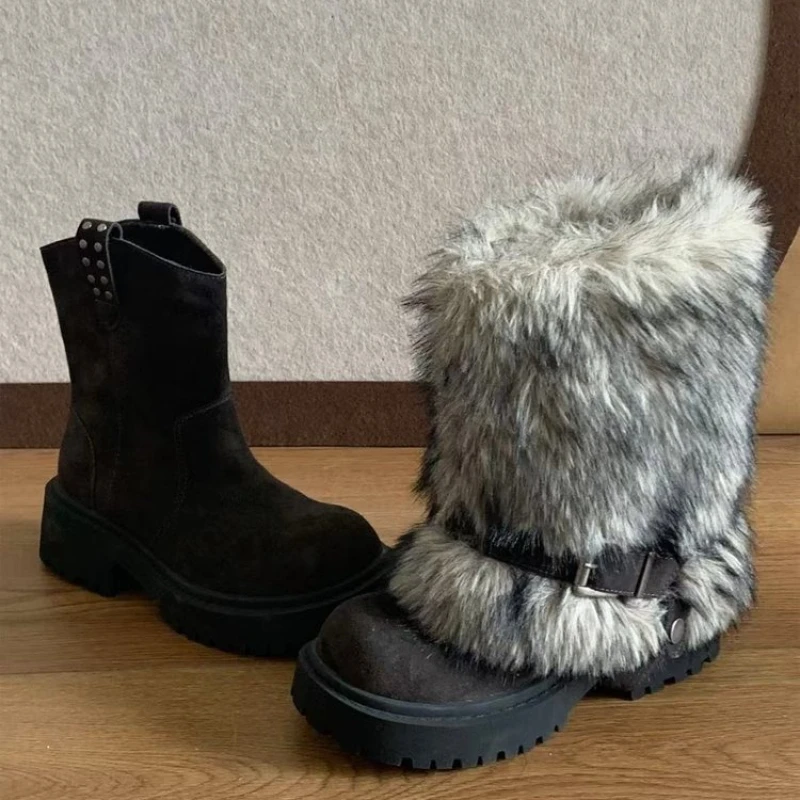 

Winter Women's Snow Boots Outdoor Non-slip Wear-resistant Women's Cotton Boots Fashion Warm Anti-chill Ankle Boots Botas Mujer