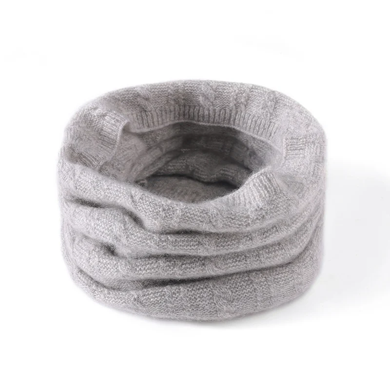 

100% Pure Cashmere Scarf Winter Warm Knitted Yarn Neck Cover with Ring Head for Men And Women