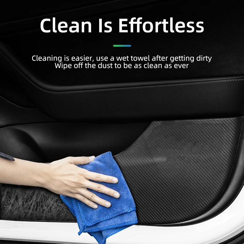 For Tesla Model Y/Model 3 2019-2023 2024 Leather door anti-kick sticker Soil-proof mat Children\'s kick pad Car accessories