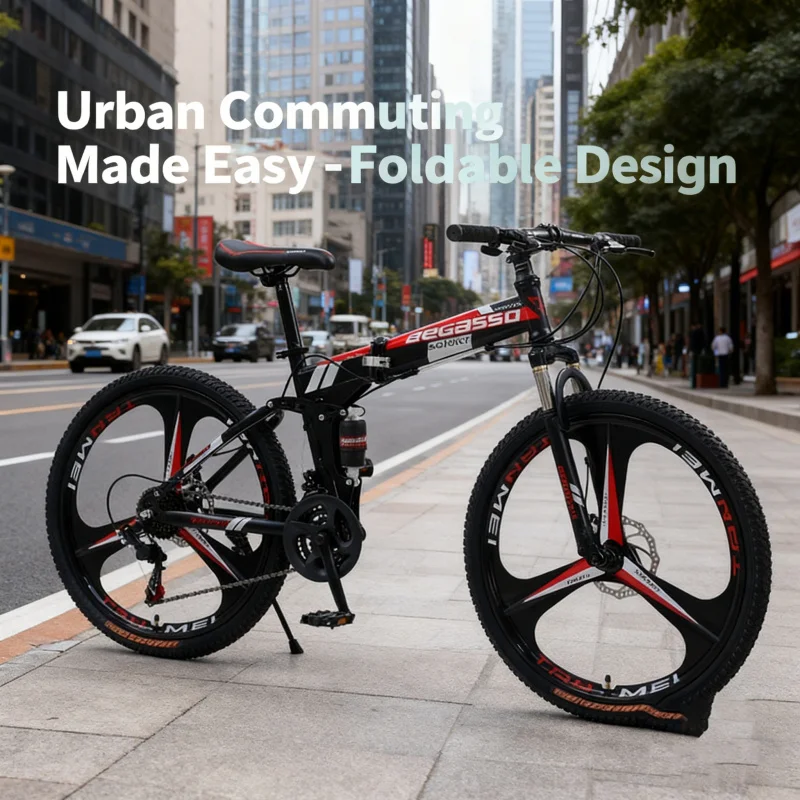 

Adult Folding Mountain Bike High Configuration Three-Knife Wheel Black Variable Speed Soft Bike Cross-Border Wholesale