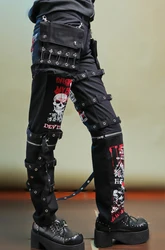 Men's Pants Non-mainstream Printing Graffiti Skull Straight Personality Gas Eye Trousers Jogging Hip-hop Singer Stage Clothing