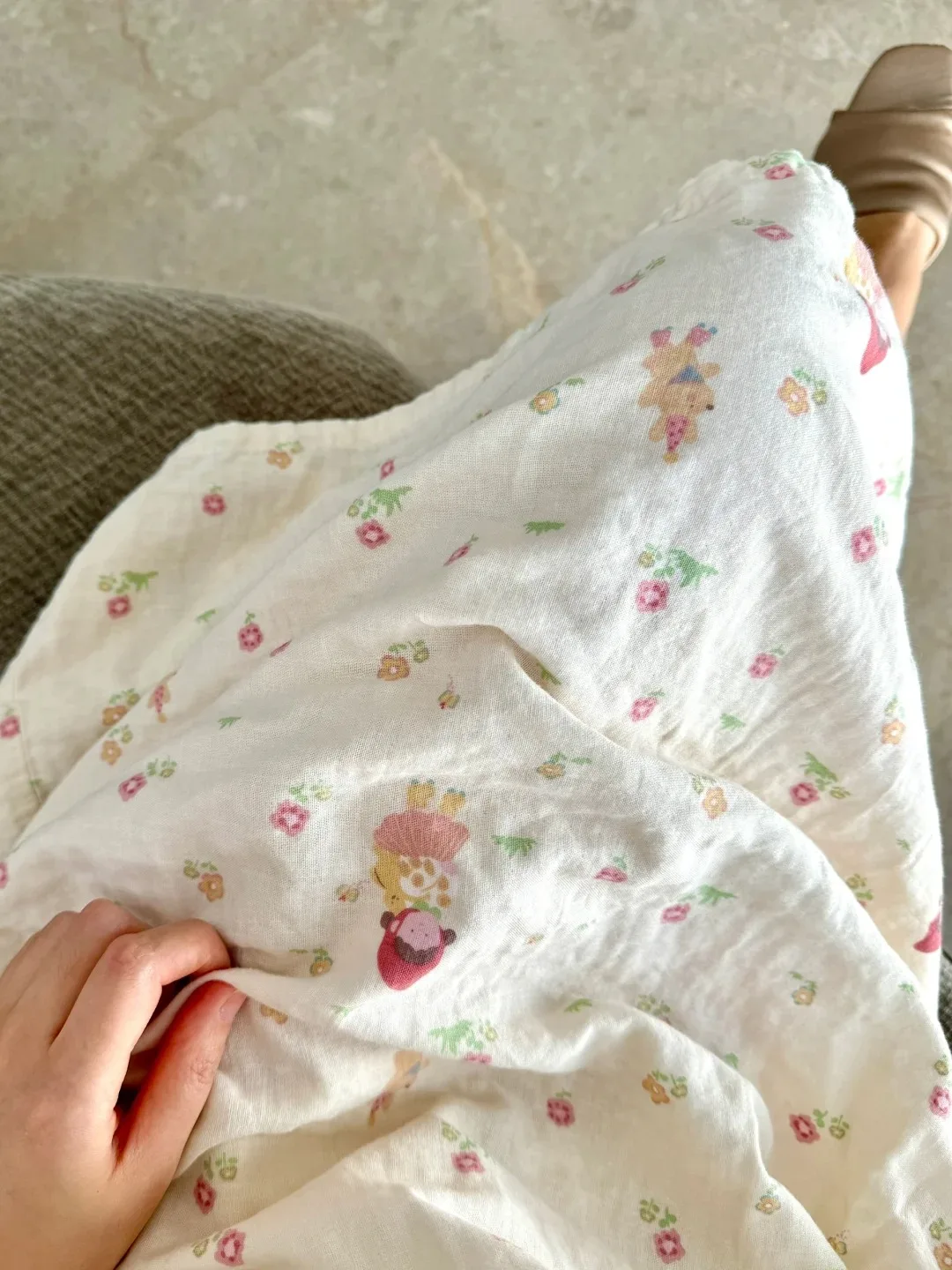 

Pure Cotton Double Layer Baby Muslin Sleepwear Women's Style Summer Home Clothes Long Sleep Skirt Sweet Style Short Sleeve