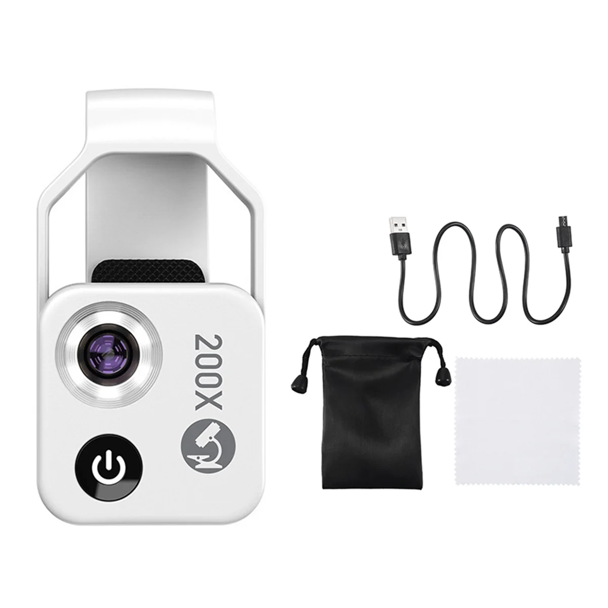 عدسة مجهر تكبير AD41-200X عدسة ماكرو للهاتف المحمول بإضاءة LED من النوع الصغير لعدسة ماكرو للجيب لنظام Ios Android All