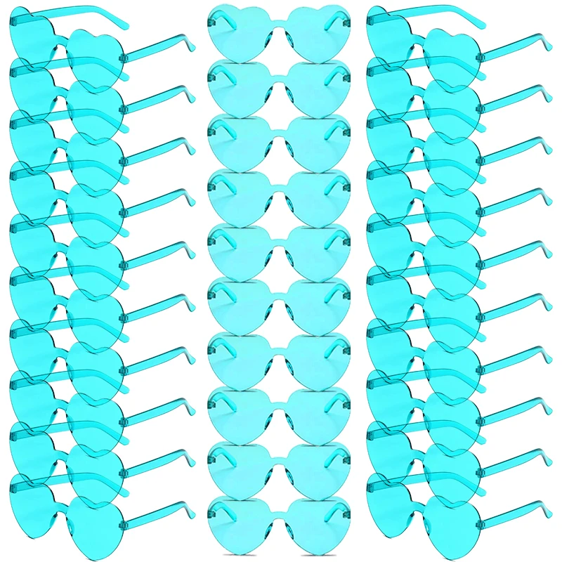 30 Paar pro Set herzförmige Sonnenbrille, niedlich, randlos, einfarbig, Strandurlaub, Sonnenbrille für Damen, modisches Design, Rave-Sonnenbrille – Detail 7