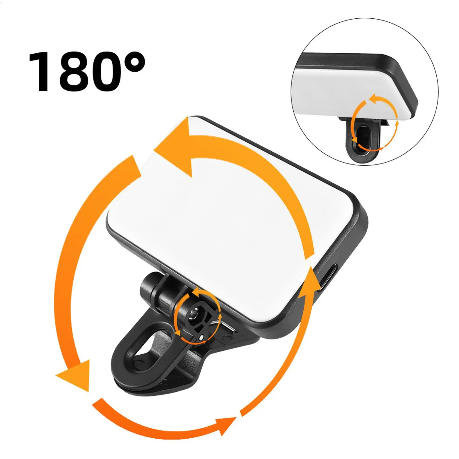 미니 충전식 셀카 조명 LED 라이트 3가지 색상 모드 조절 가능한 밝기 클립형 LED 라이트 휴대폰 브이로그 메이크업용