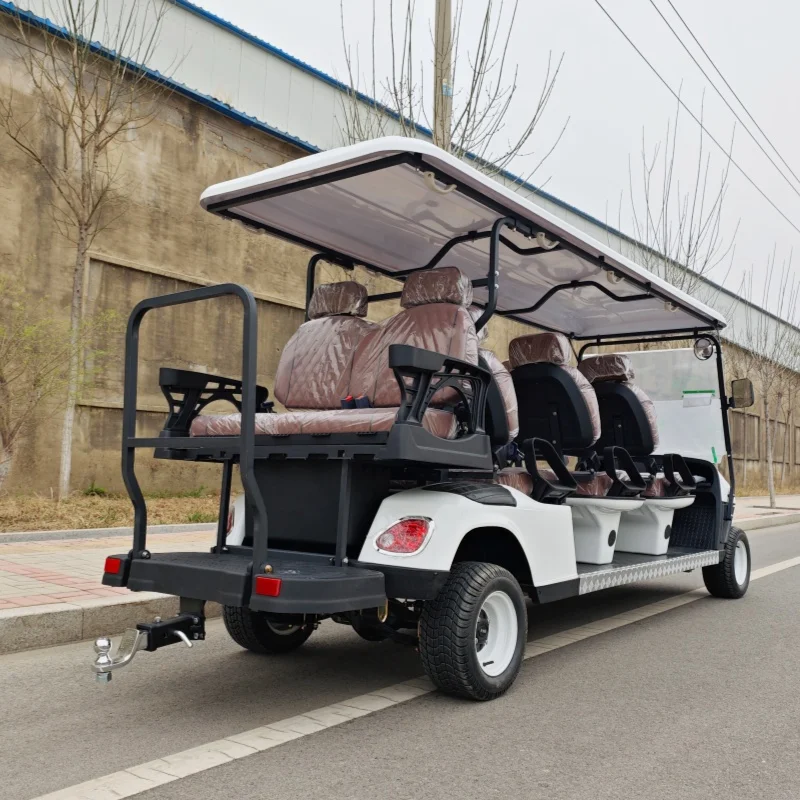 8-Seater Electric Golf Cart Off-Road Supports For Power Supply With Folding Windshield 10-Inch Tires Brown Seat With Headrest
