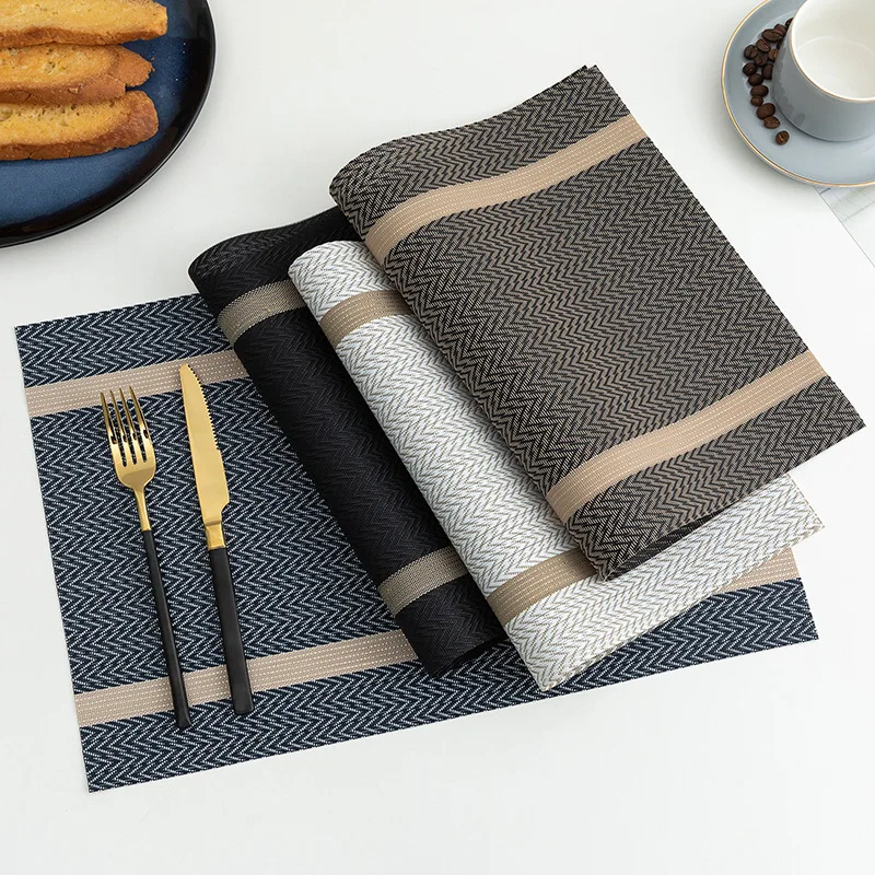 

PVC Waterproof Oil-proof Thermal Insulation Placemat Dining Table Mat Golden Silk Pattern Hotel Restaurant Western Food Pad