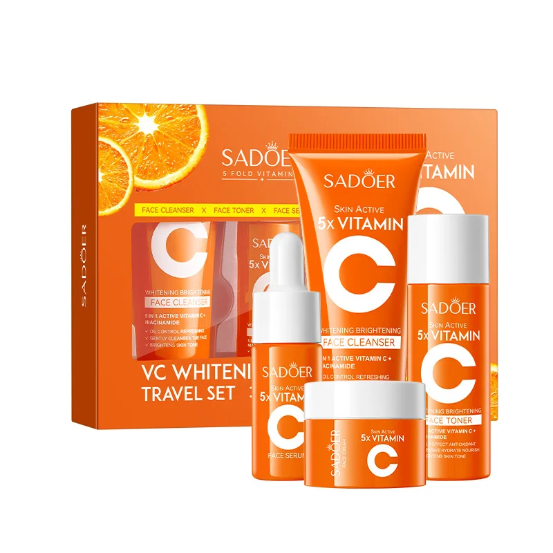 

Vitamin C Moisturizing Travel Skin Care Set Vitamin C Facial Cleanser Toner Essence Cream Portable Skin Care Five-piece Set