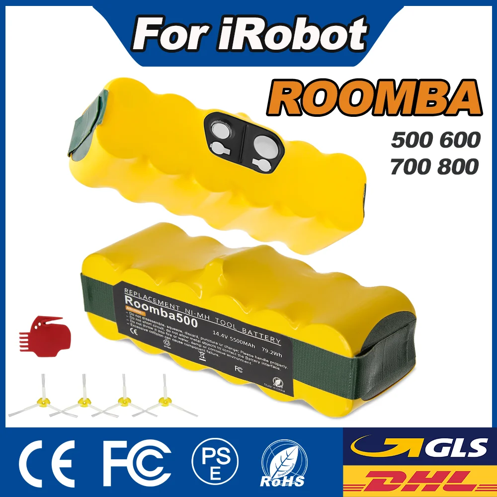 Batteria da 14,4 V per aspirapolvere iRobot Roomba, 5500 mAh, compatibile con i modelli Roomba 500, 600, 700, 800, 900, 620, 650, 770, 780, 580.