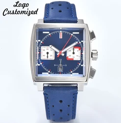 Customed Logo 40mm Square Watch ETA 7750 Watches Multifunction Chronograph Stainless Steel Sapphire Glass Waterproof Men's Watch