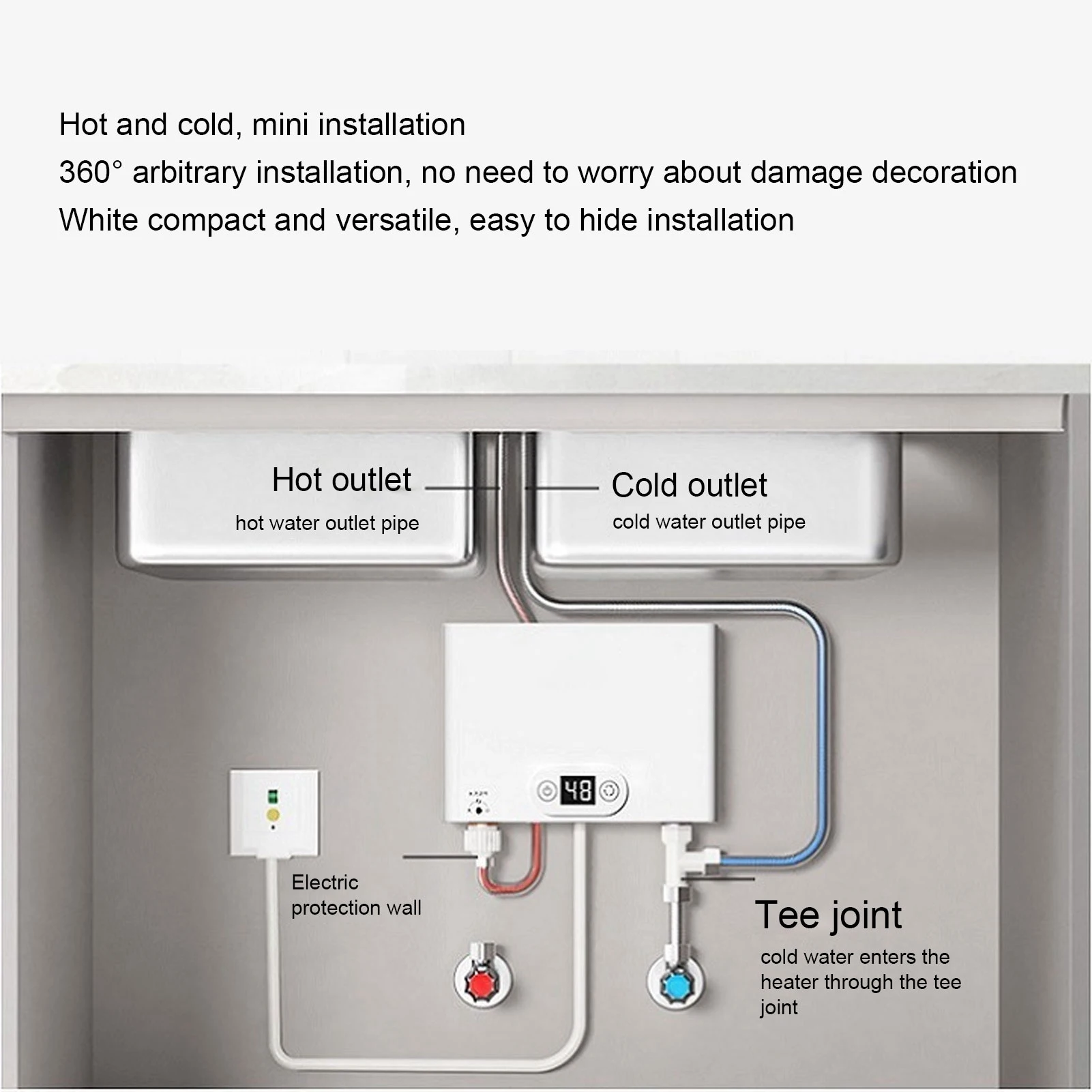 電気タンクレス給湯器 5500 ワットインスタントホット家庭用 G1/2 口径 220V