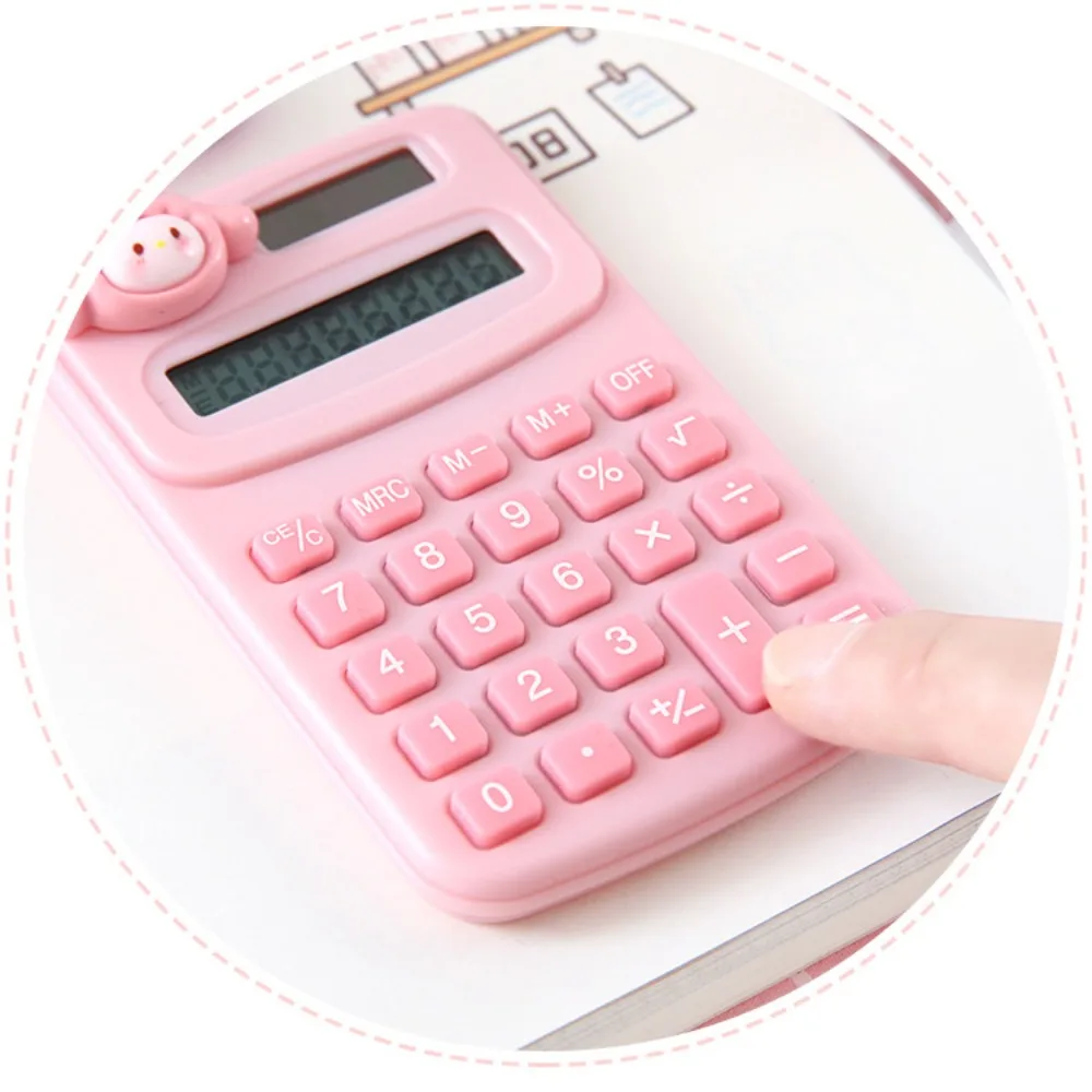 8 Digits Cute Mini Portable Digit Calculator Cartoon Animal Lightweight Cartoon Cute Calculator Small Candy Color Learning Tools