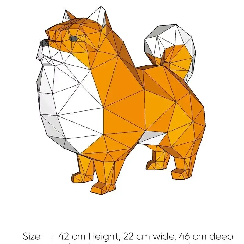 Pomeranian Dog Pet Animal Paper Model Home Decor Room Ornament Desk Table Decoration Paper Craft Origami 3D DIY Hand Made Toys