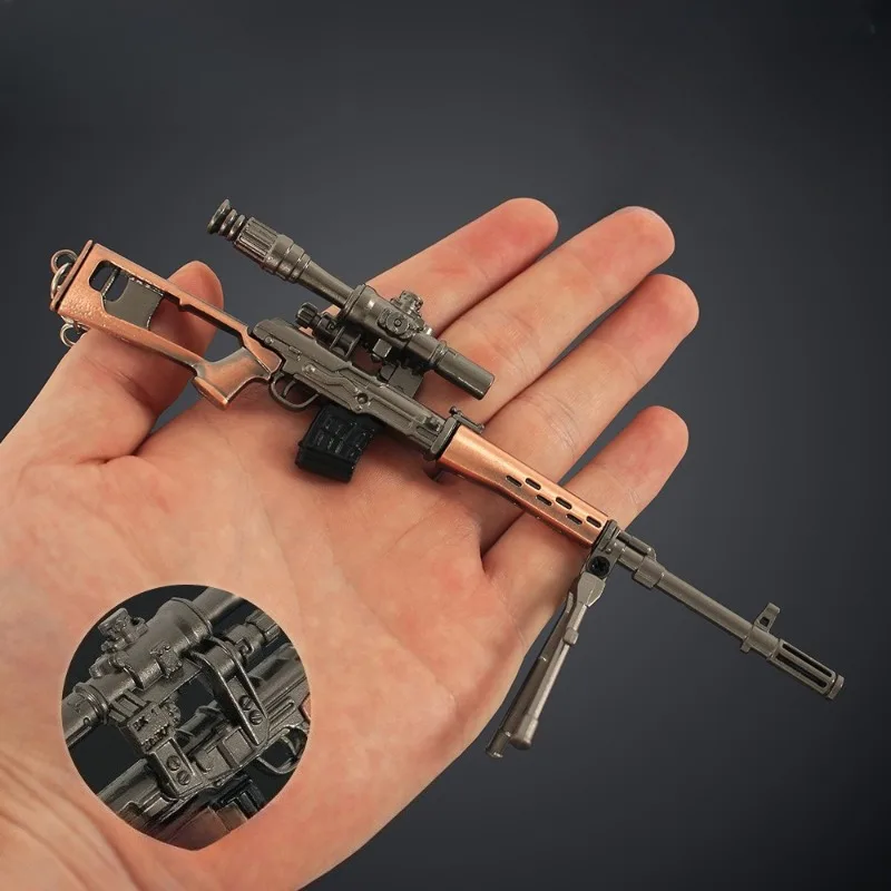 Game for Peace Anime Peripherals Svd Model Alloy Crafts Weapons Ornament Compact Assault Rifle Toy Gun Birthday Gift for Boys