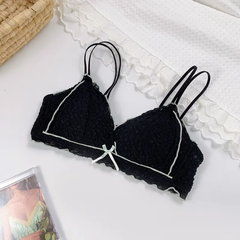 French Triangle Cup Small Chest Push up Adjustable Underwear Thin Suit Wireless Thin Non-Trace Bra image 5