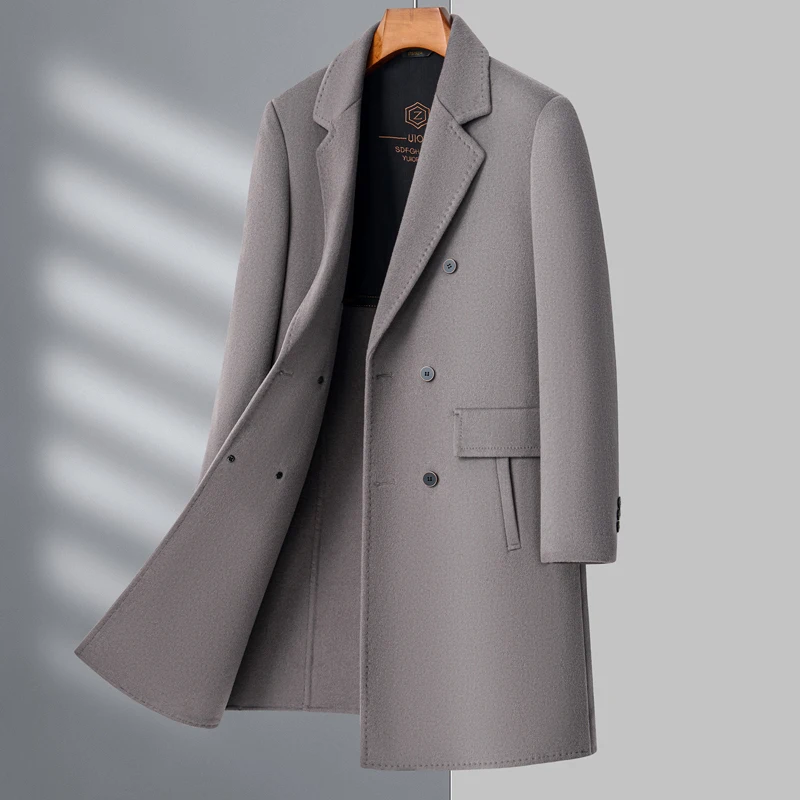 

2025 Winter Men Wool Trench Coats Luxury Long Warm Wool Blends Jackets England Style Man Business Comfortable Overcoat Clothing