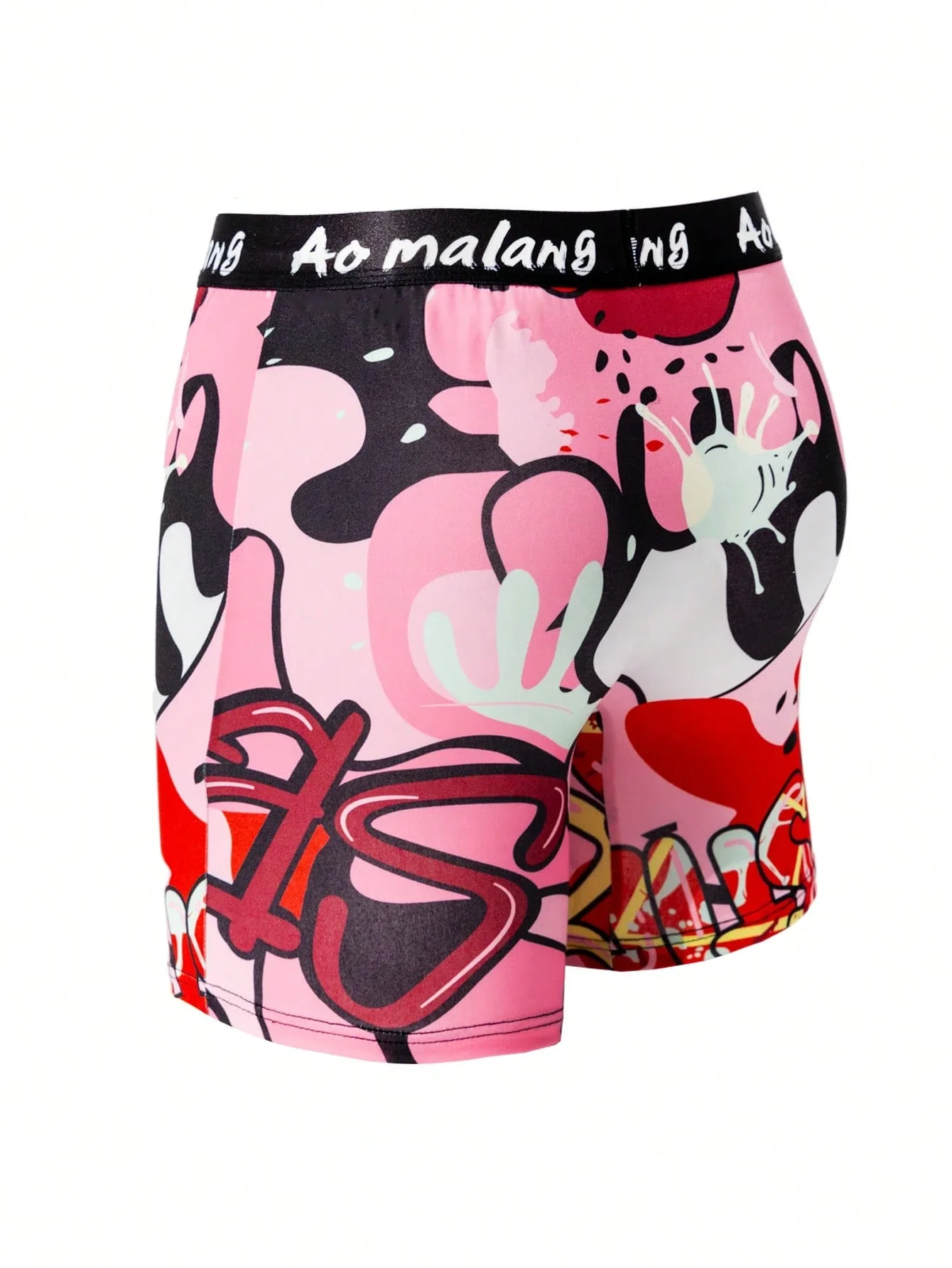 

Mens Fashion Printed Long Boxer Briefs Graffiti Design High Elasticity Comfortable Underwear