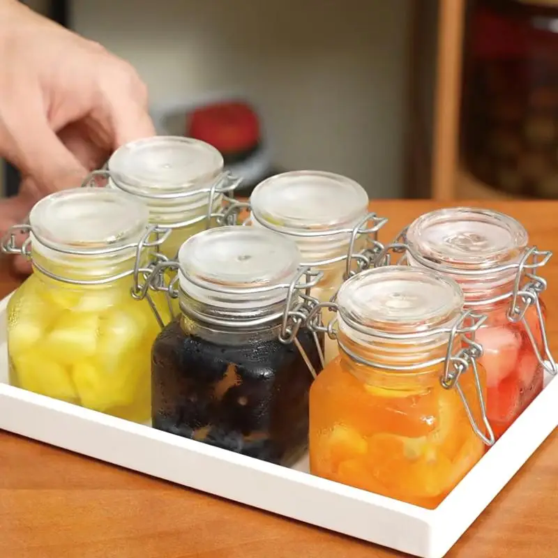 Botella de vidrio de 50/100ml, tarro sellado para cocina, comida, pepinillos, fruta enlatada, transparente, boca grande, botella de mermelada, tarro de almacenamiento para el hogar