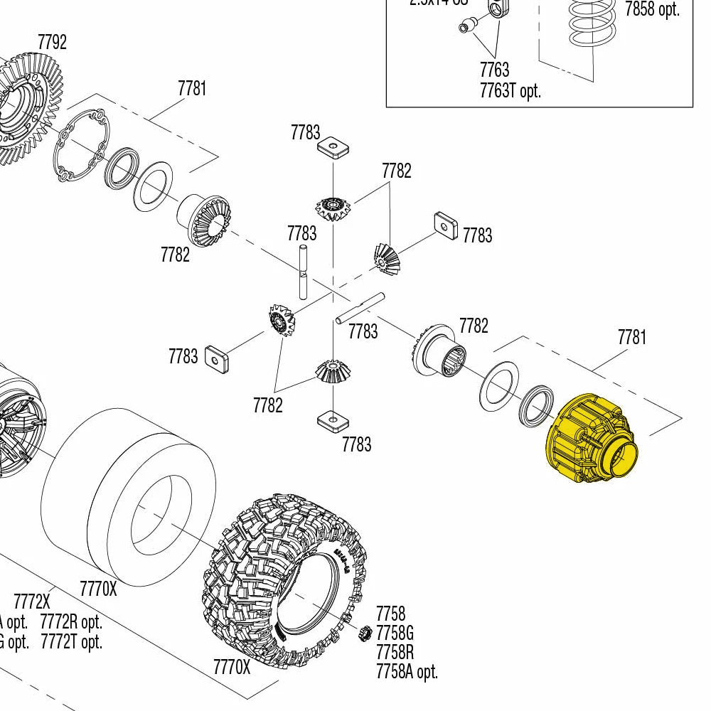 Aluminum Differential Diff Case #7781 #7781X for Rc Crawler 1/5 Traxxas X-Maxx 77086-4 8S Upgrade Parte Car Accessories