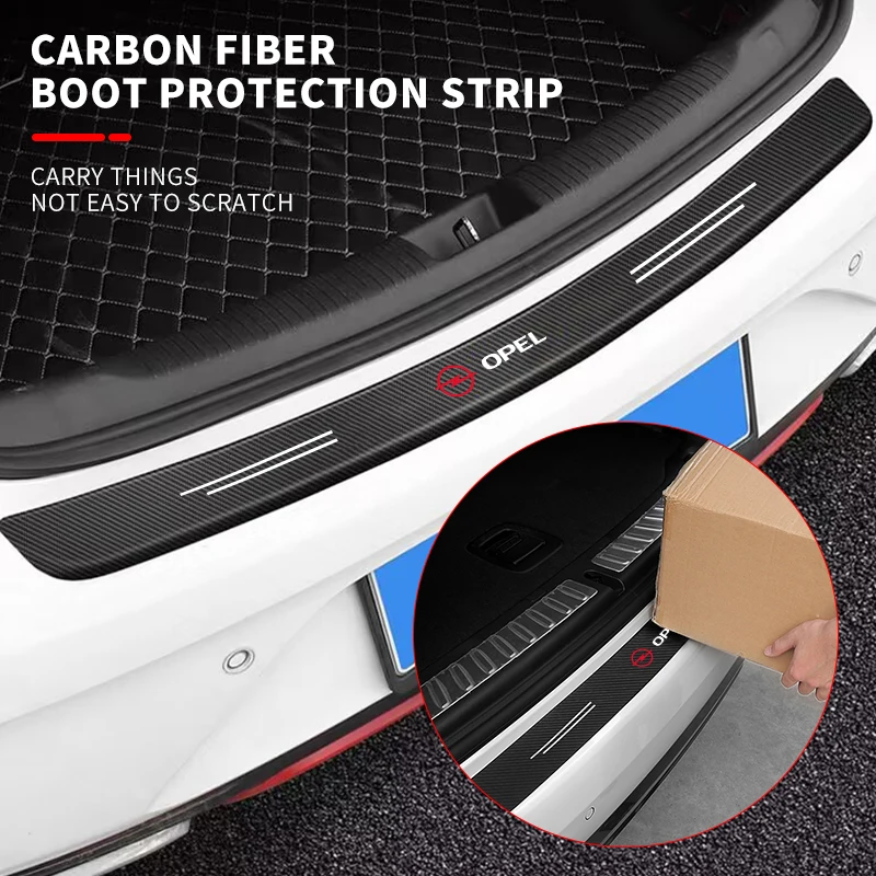 

Carbon Fiber Car Rear Trunk Bumper Guard Stickers For Opel Land Rover Toyota Hyundai Volkswagen Suzuki Kia Chevrolet Mitsubishi