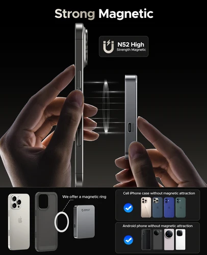 Imagen 2 del producto ORICO SSD magnético de 1 TB, carga PD100W, HDR 4K ProRes, 1000 MB/s USB 3.2, unidad externa portátil para iPhone 16/15, computadoras portátiles