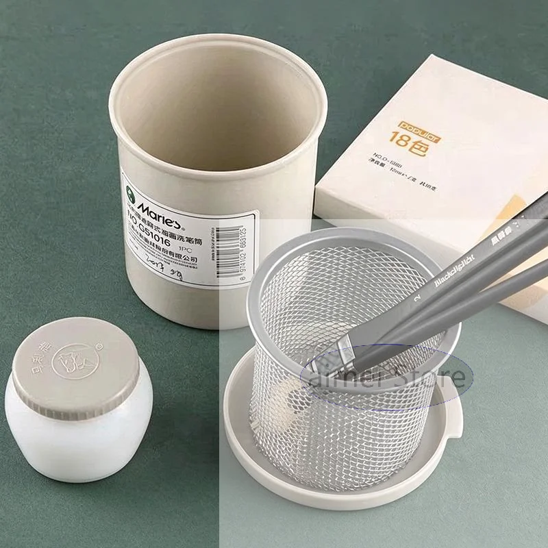 Portable Leak Proof Brush Cleaner With Lid Filter For Adults Oil Watercolor Acrylic Painting