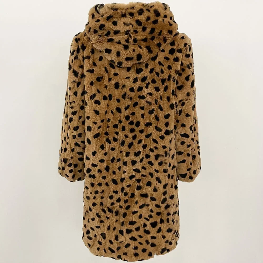 OFTBUY-abrigo de piel de conejo Natural con capucha, abrigos cálidos de invierno para mujer, prendas de vestir exteriores, chaqueta de piel auténtica, abrigo largo de invierno de lujo 2025