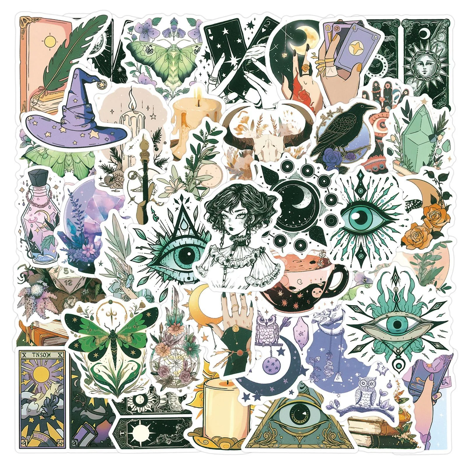 

10/50pcs Gothic Witchy Magic World Sticker Tarot Witch Astrology Goth Decals DIY Kids Laptop Phone Fridge Cool Graffiti Sticker