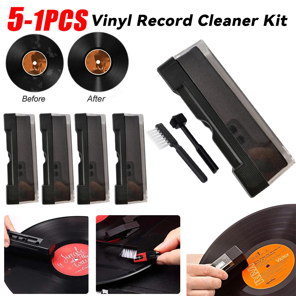 1-5Set Vinyl Records Cleaner Kit Anti Static Cleaning Brush Dust-Remover for LP Phonograph Record Turntables Cleaning Brush Kits