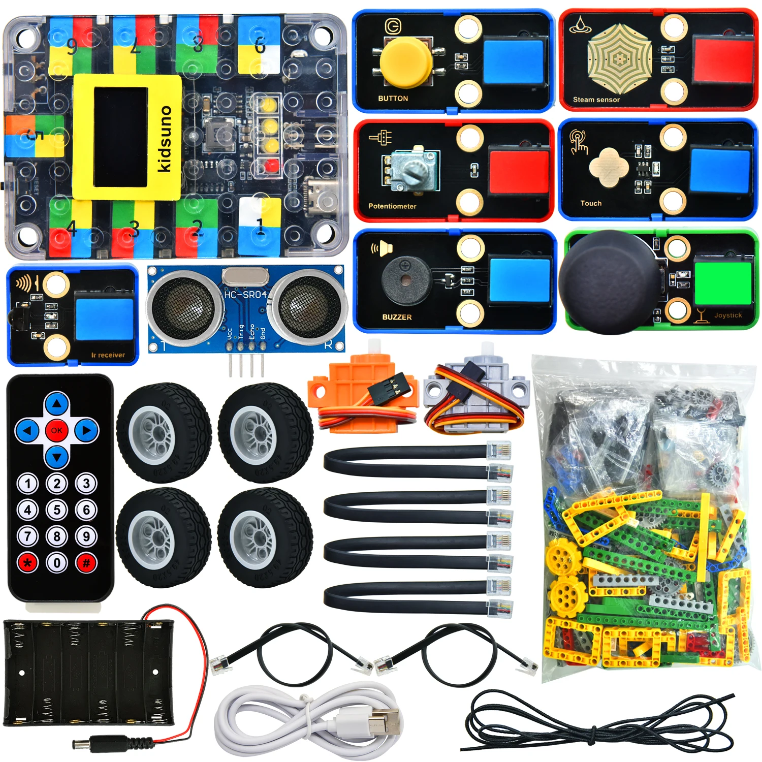 Keyestudio Kidsbits Smart Engineering Kit for Arduino Compatible With Lego Series Support Scratch Programming DIY Electronic Kit