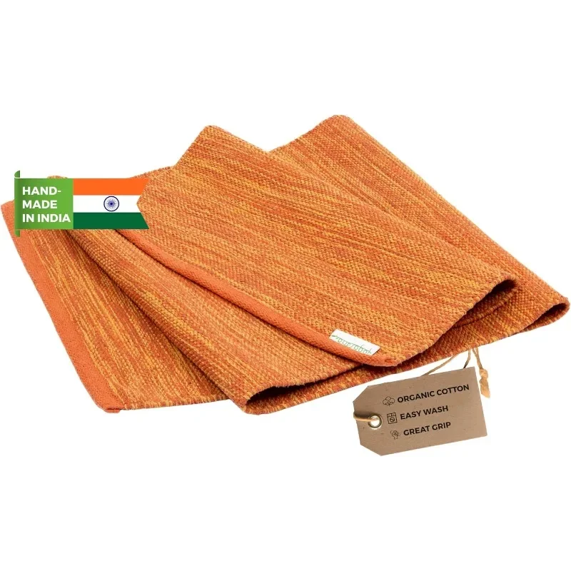 Estera de yoga de algodón orgánico Yogasana - La alfombra de yoga plegable tejida a mano antideslizante proporciona excelente comodidad - 24 x 72 pulgadas