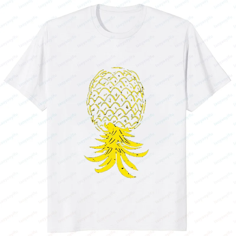 Japan Anime Pineapple Tee Swinging Lifestyle  T-Shirts Upside Down Swinger Men Women Tshirts Valentine's Day Tops Casual Tees