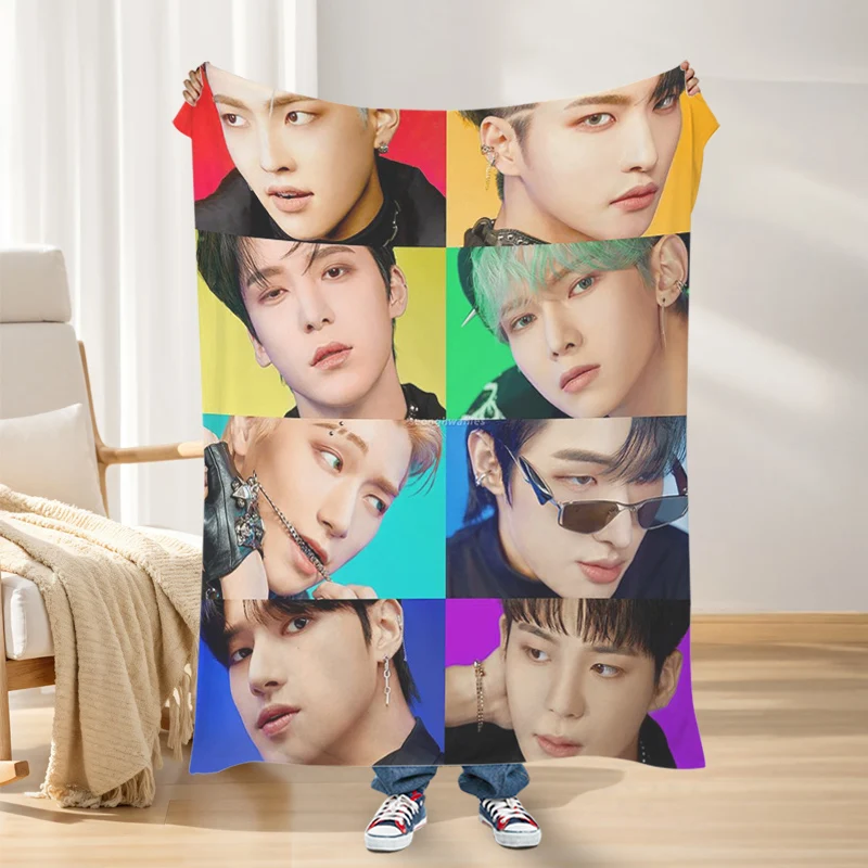 

Sofa Blankets for Winter Warm G-Ateezs Microfiber Bedding Bed Fleece Camping Custom Nap King Size Kpop Fluffy Soft Blankets