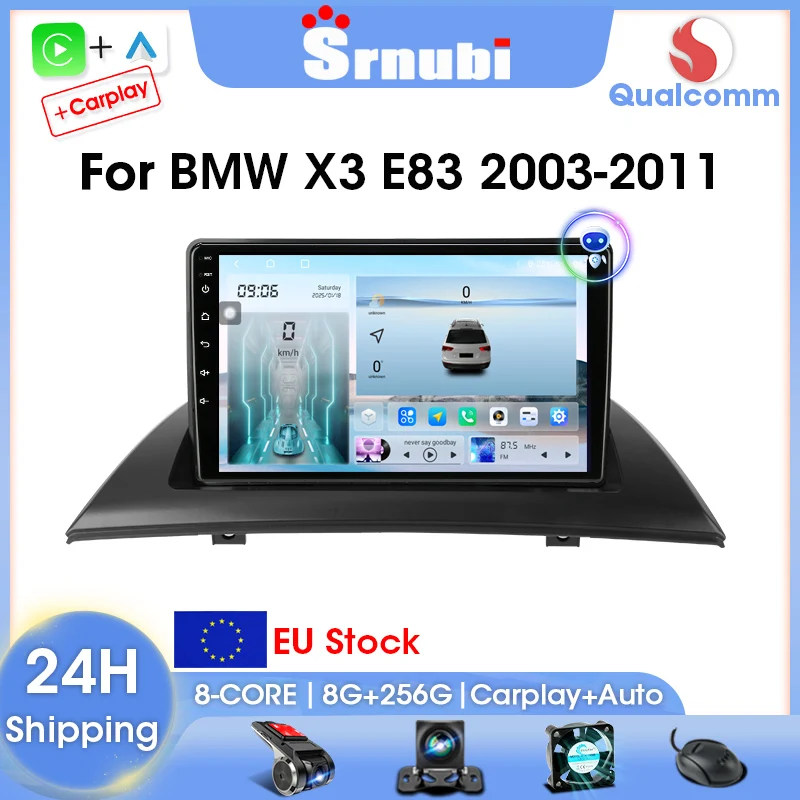 Srnubi 2Din Autoradio Per BMW X3 E83 2003-2011 Sistemi Intelligenti Android auto CarPlay Navigazione GPS Lettore Multimediale Stereo