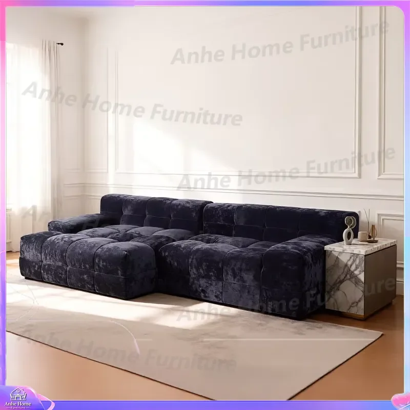 New Nordic Style Fabric 3 Seat Combination Sofa Set with High Density Sponge Full Square Seat Cushion Compression Design for