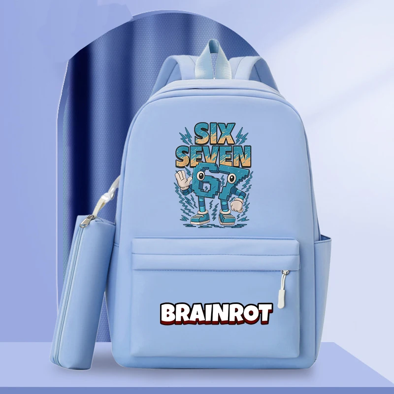 67 Six Seven Steal A BrainRot Large Capacity Casual Backpack Fashionable Travel Bag Simple College Style Schoolbag Satchels