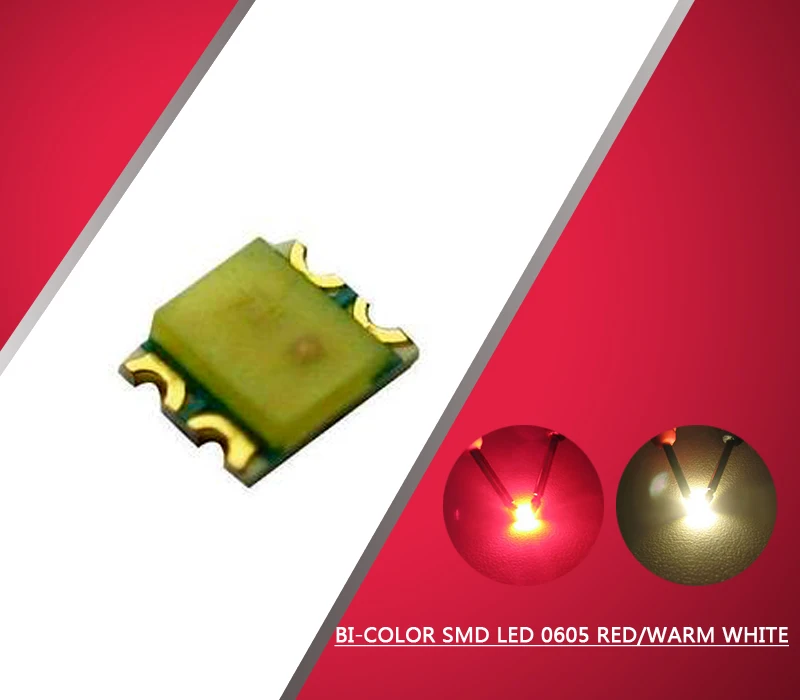 SMD0605 100pcs SMD LED 0605 Bi-Color Red-Blue/Green/Yellow/Warm White/White Orange-White LEDs 1/35 model train railway modeling