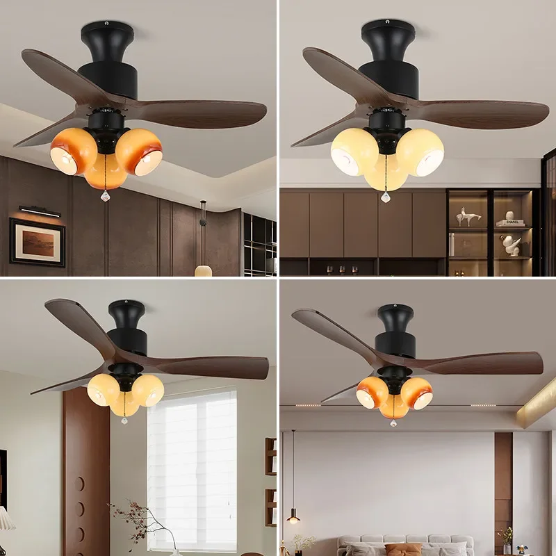 

American style Fan Light Creativity LED chandelier Multiple lampshade colors Ceiling lustre Remote Dimmable Kitchen island