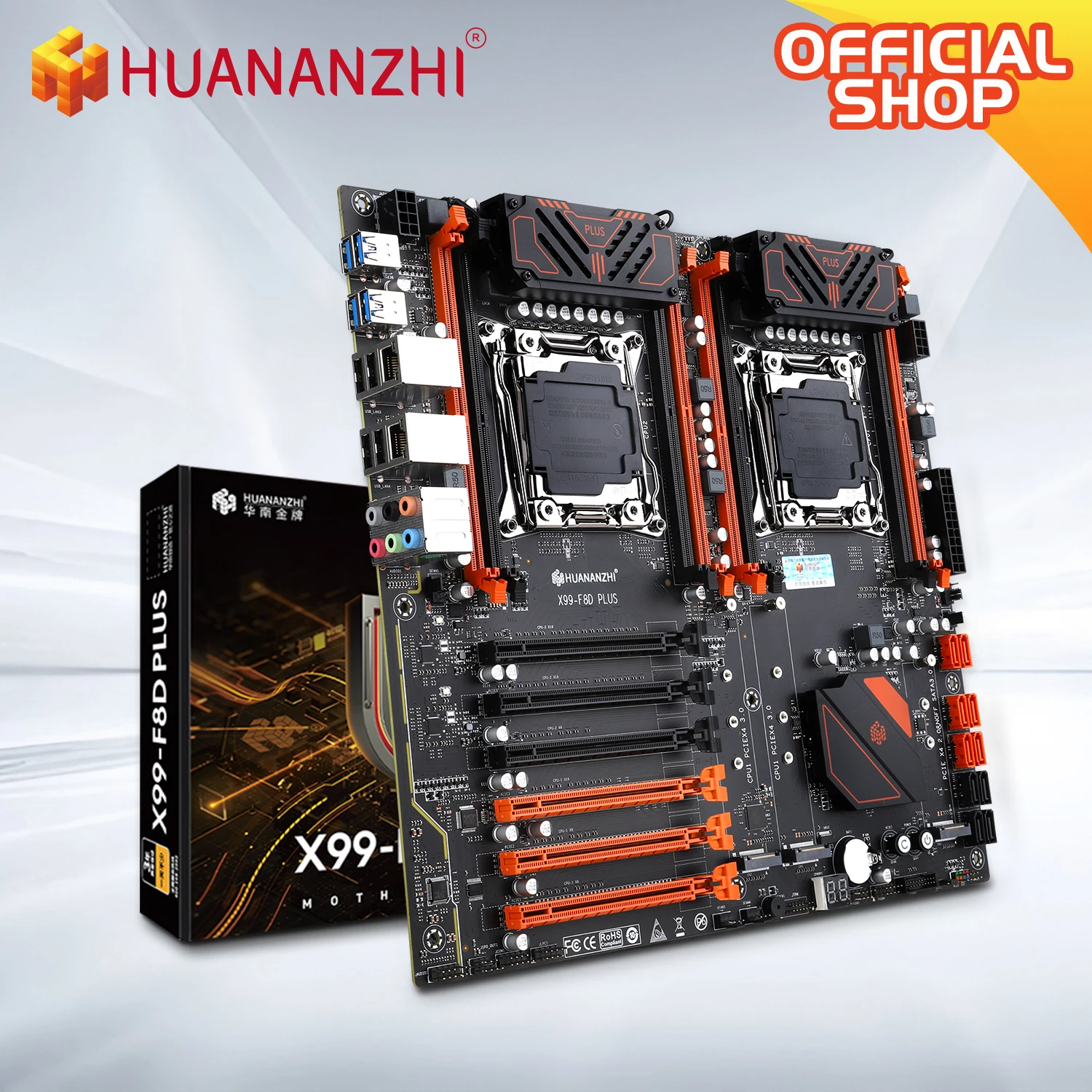 Материнская плата HUANANZHI X99 F8D PLUS LGA 2011-3 XEON X99 с комбинированным комплектом Intel XEON E5 2680 V4 *2, поддержка DDR4 RECC NON-ECC RU