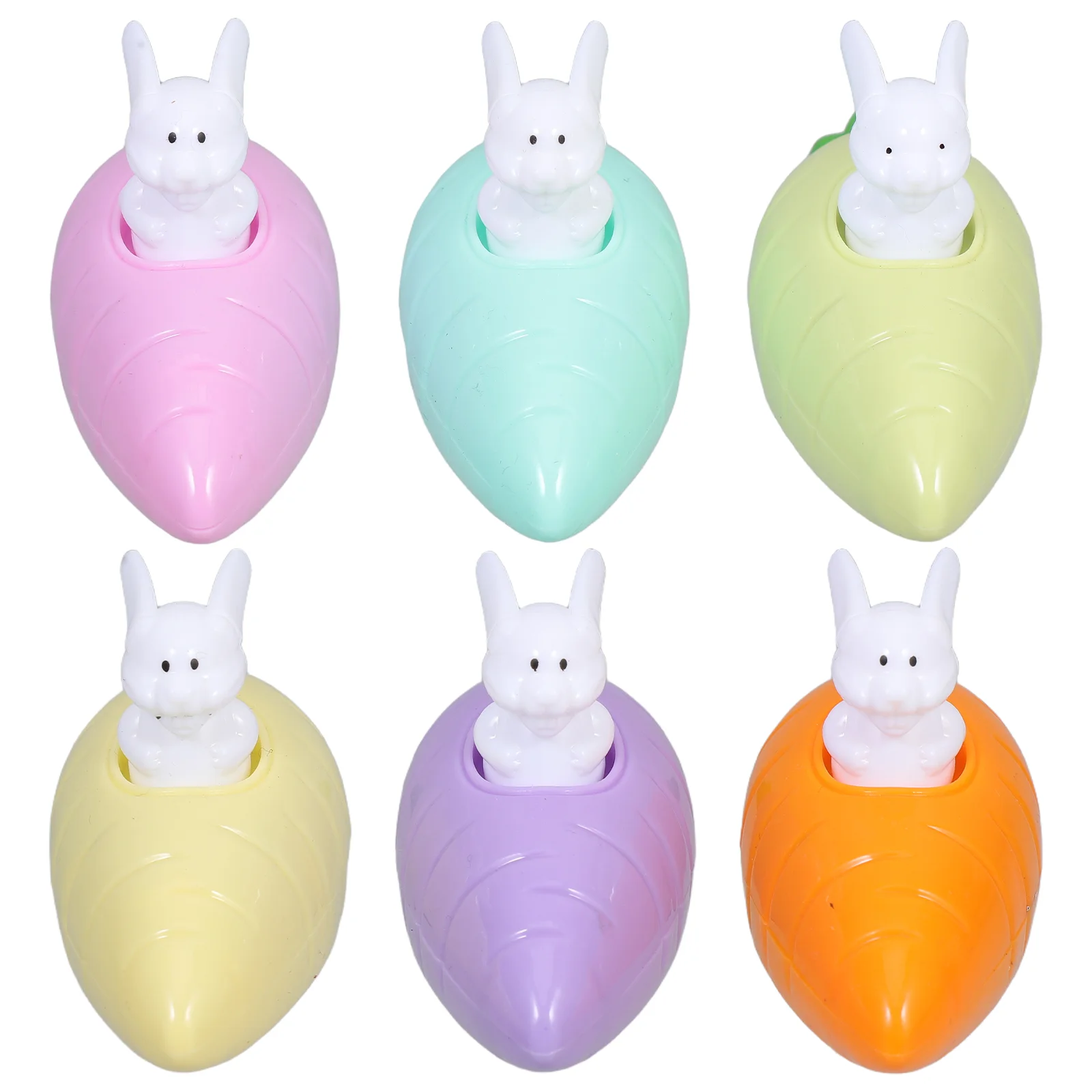 

6 Pcs Easter Bunny Toy Wreath Pull Back Cars Small Abs Bulk Party Favors Toddler