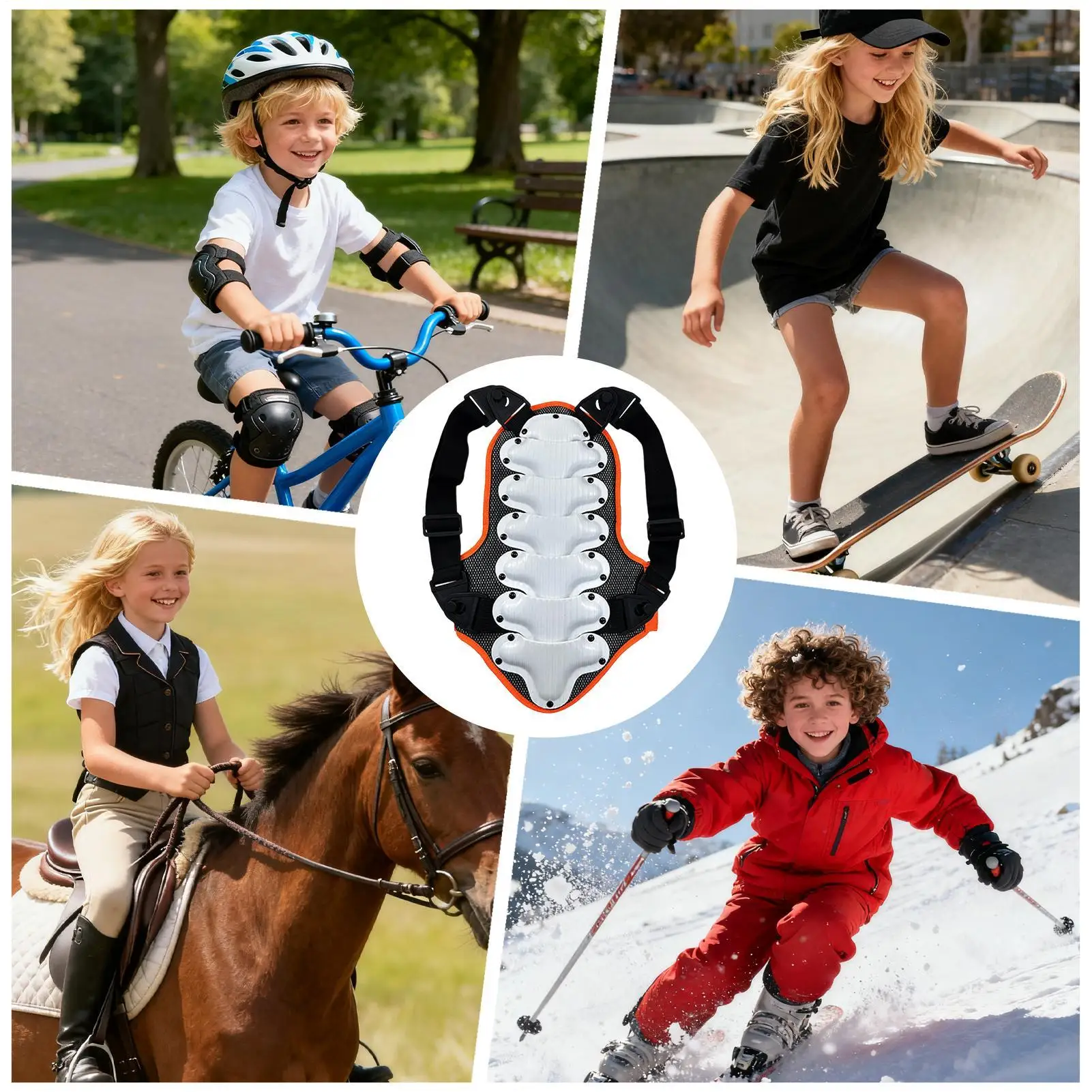 Protezione del coccige Cuscino protettivo per la schiena della colonna vertebrale Cuscinetti protettivi per l'anca per ciclismo Snowboard Skateboard Equitazione sulla schiena