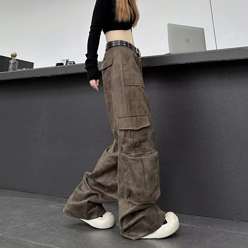 Y2k Vintage Cargo Pants American Style Vintage Pants Women Niche Streetwear Oversized Wide Trousers Autumn Winter Clothes