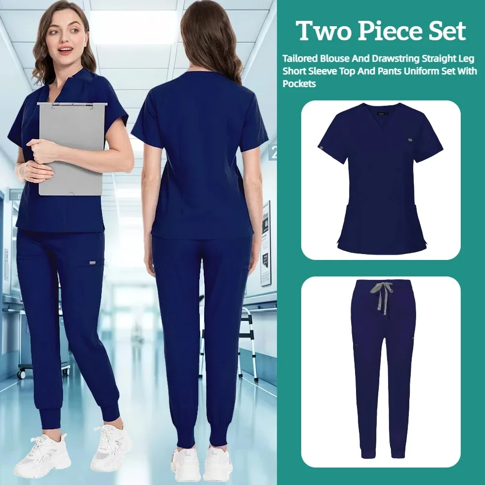 

Medical Scrub Nursing Surgical Gown High Quality Elastic Scrub Healthcare Pharmacy Solid Color Uniform Wholesale Workwear Unisex