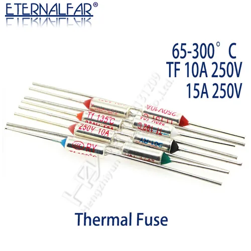 Fusible térmico TF 15A 250V temperatura 85C 95C 100C 105C 110C 113C 115C 120C 125C 130C 152C 165C 167C172C 185C 192C 216C 240C 280C