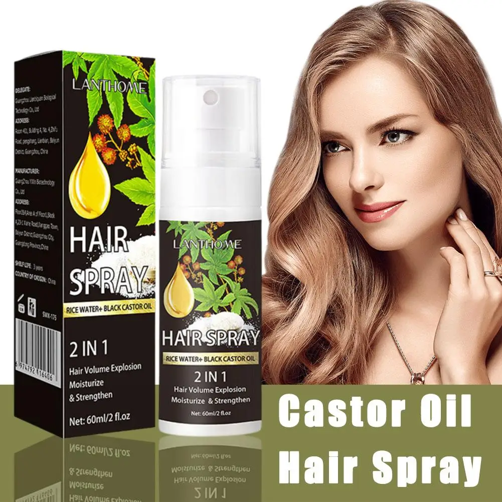 60ml 2-in-1 Hair Care Liquid Lianbiquan Rice Water Castor Oil Hair Care Spray For Women With Long Hair Irritability Knot Ca K3f6