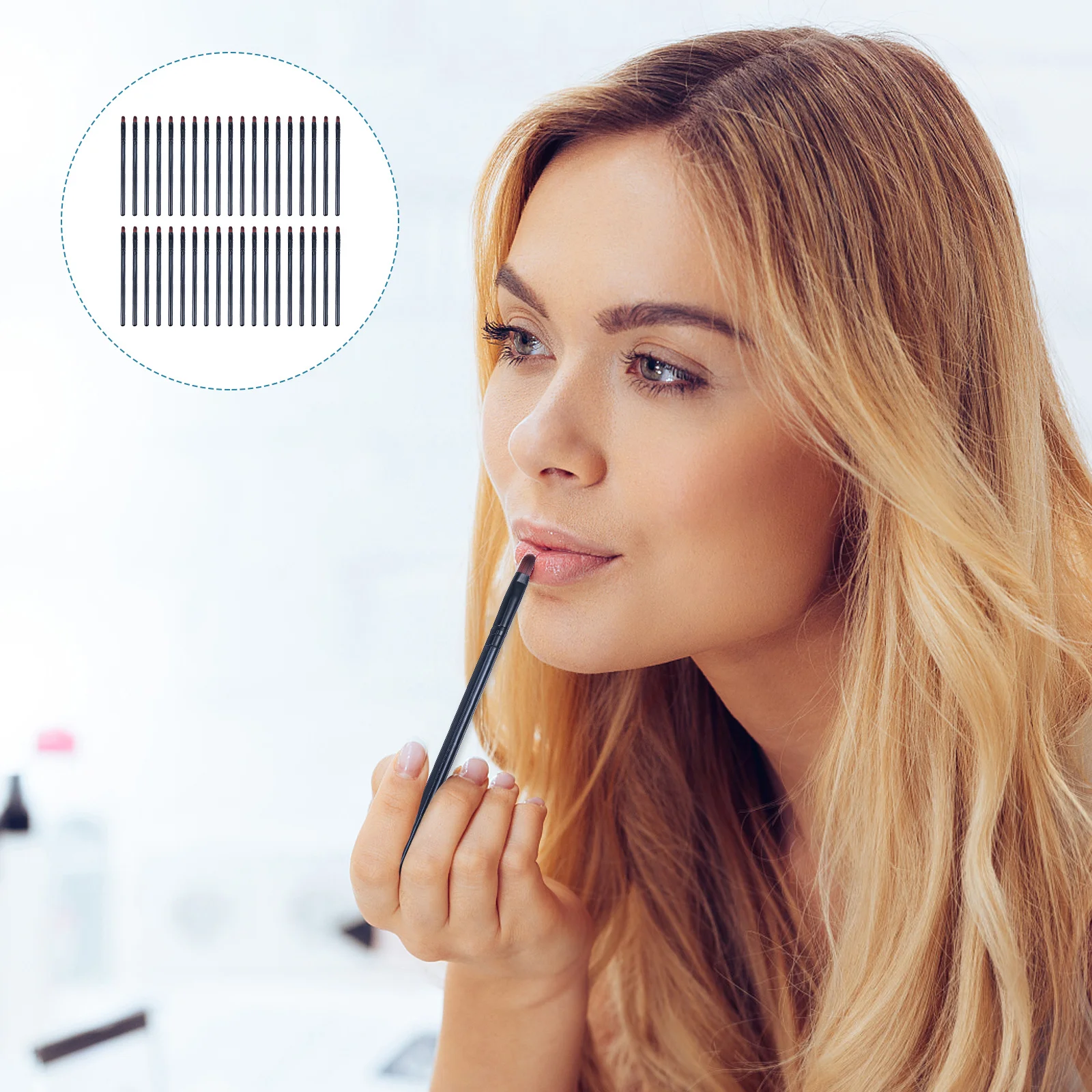 

50Pcs Professional Lip Brush Applicator Ergonomic Design Comfortable Grip for Makeup Artists and Beginners Lip Brush