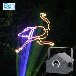 New 3W RGB Stage Laser Light 3D DJ Animation Scanner Laser Beam DMX Stage Laser Effect Lights for Outdoor Indoor Party