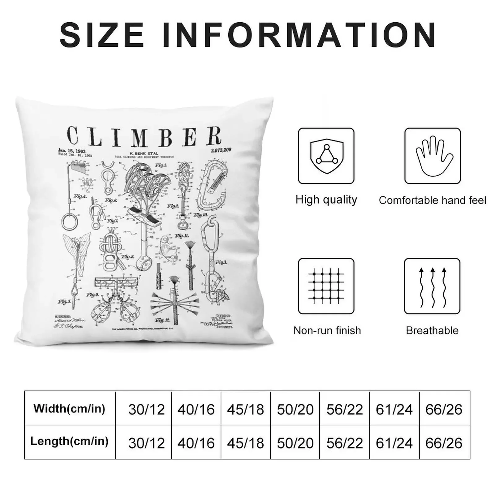 Climber Rock Climbing Bouldering Vintage Patent Print Throw Pillow Sofa Pillow Cover Sofas Covers Cushion Child pillow