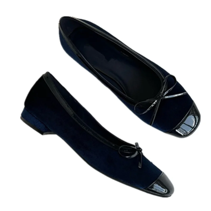 

Withered Top Qaulity Shoes Minimalist Retro Patent Leather And Velvet Patchwork Comfortable Loafers French Elegant Flat Shoes